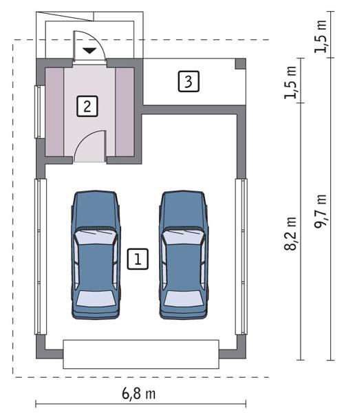 Rzut parteru POW. 46,2 m²