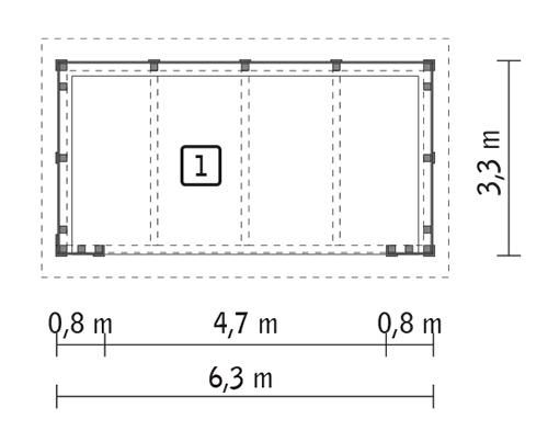 Rzut parteru POW. 15,4 m²