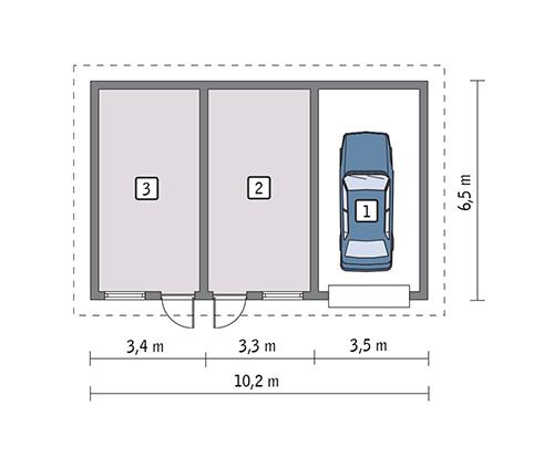 Rzut parteru POW. 54,5 m²
