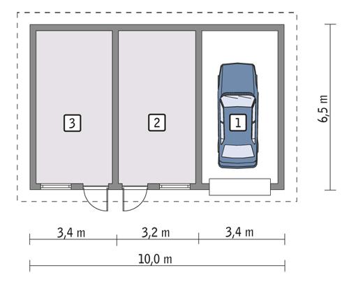Rzut parteru POW. 53,6 m²