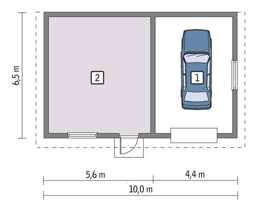 Rzut parteru lustro POW. 55,3 m²
