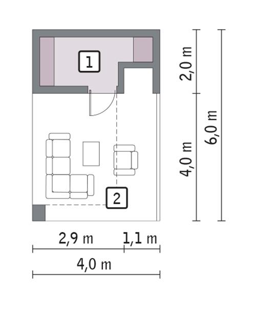 Rzut parteru POW. 4,6 m²