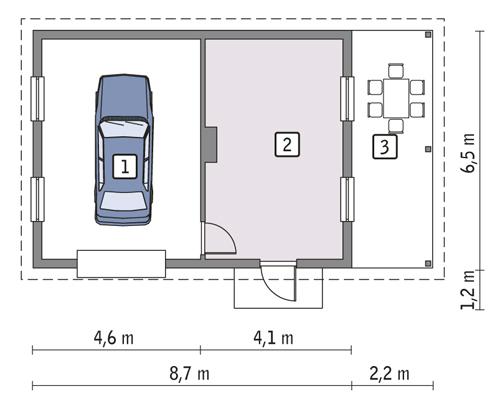 Rzut parteru POW. 61,7 m²