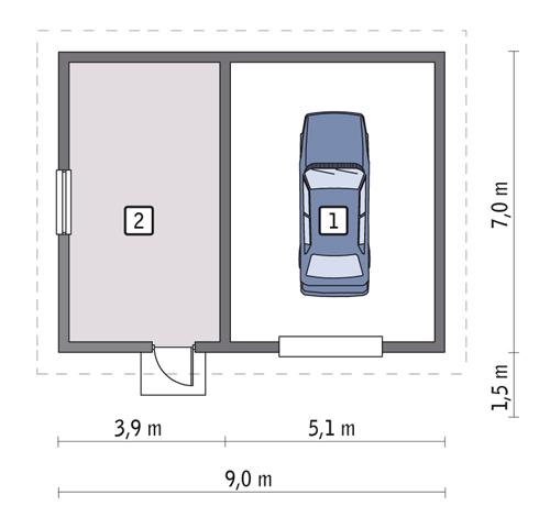 Rzut parteru POW. 53,4 m²