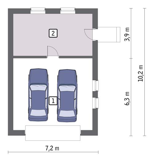 Rzut parteru POW. 58,4 m²