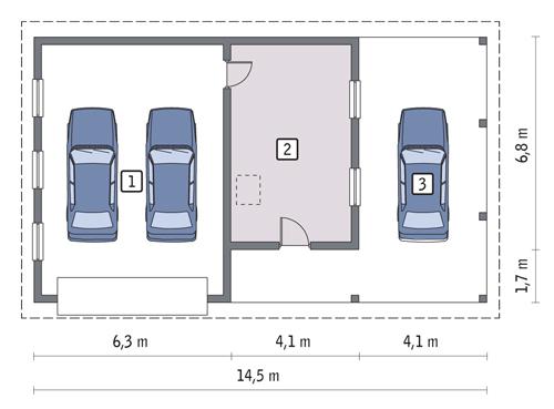 Rzut parteru POW. 70,4 m²