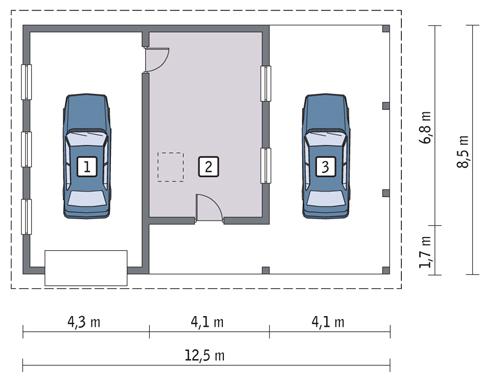 Rzut parteru POW. 54,4 m²