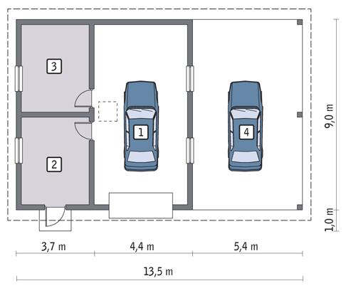 Rzut parteru POW. 63,1 m²