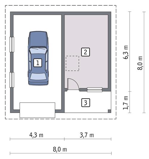 Rzut parteru POW. 54,6 m²