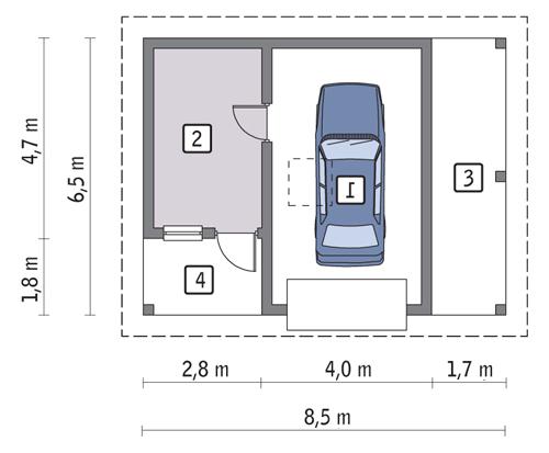 Rzut parteru lustro POW. 47,4 m²