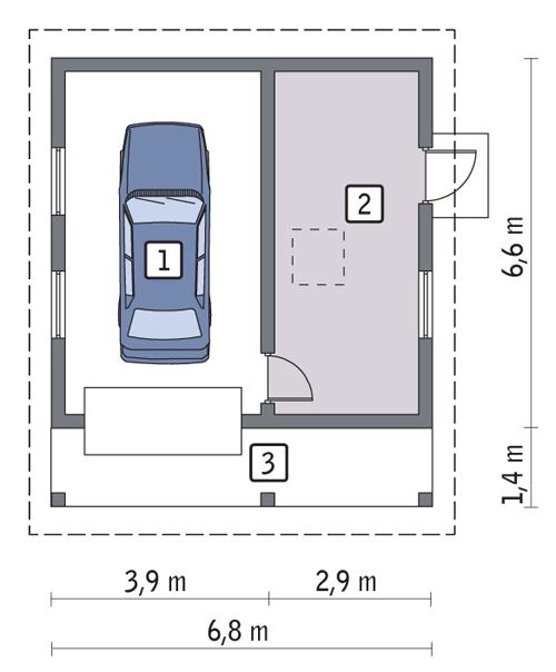 Rzut parteru POW. 45,8 m²