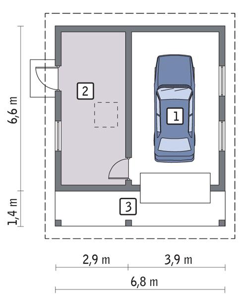 Rzut parteru lustro POW. 45,8 m²