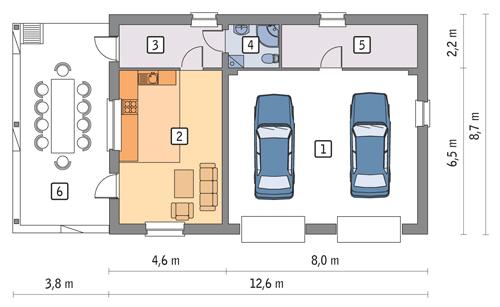 Rzut parteru POW. 88,4 m²