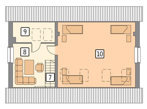 Rzut poddasza POW. 74,3 m²