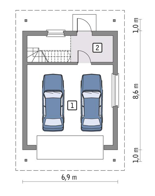 Rzut parteru POW. 47,8 m²