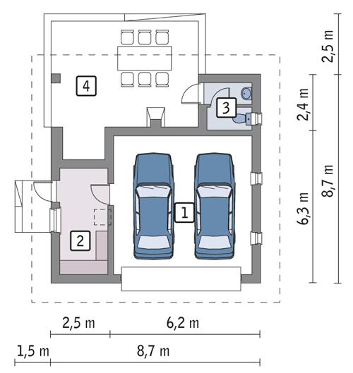 Rzut parteru POW. 44,7 m²