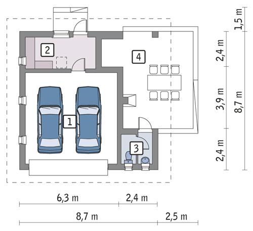 Rzut parteru POW. 44,7 m²