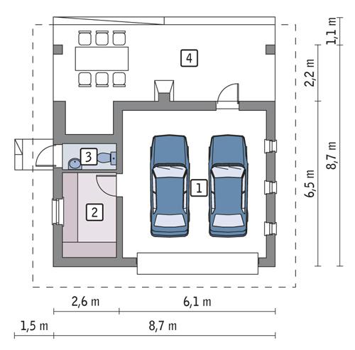 Rzut parteru POW. 41,1 m²