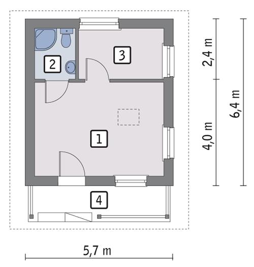 Rzut parteru POW. 26,3 m²