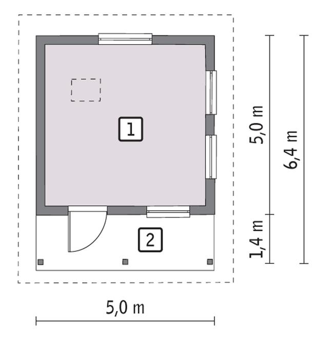 Rzut parteru POW. 19,8 m²