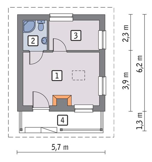 Rzut parteru POW. 24,7 m²