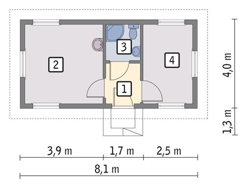 Rzut parteru POW. 26,6 m²