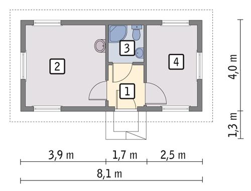 Rzut parteru POW. 26,6 m²