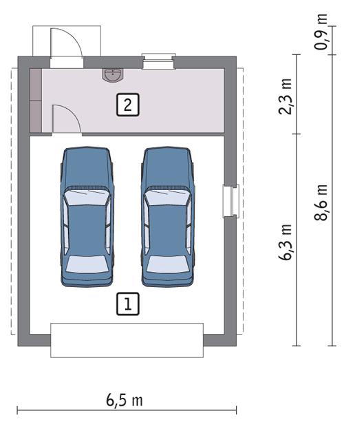 Rzut parteru POW. 44,3 m²