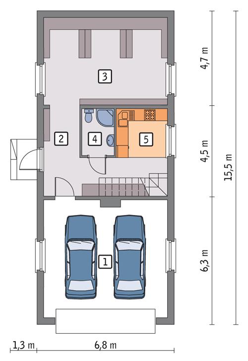 Rzut parteru POW. 86,5 m²