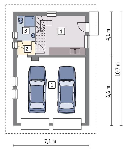 Rzut parteru POW. 59,2 m²