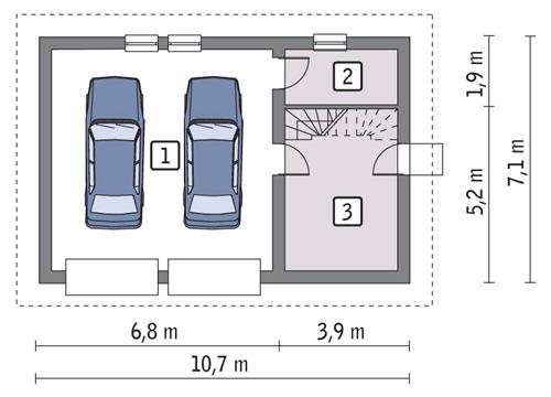 Rzut parteru POW. 59,5 m²