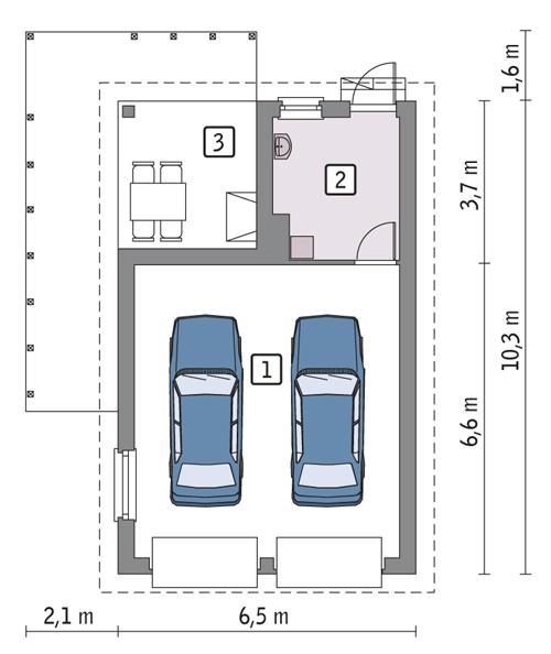 Rzut parteru POW. 48,7 m²