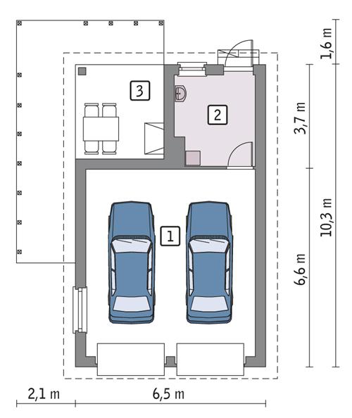 Rzut parteru POW. 48,7 m²