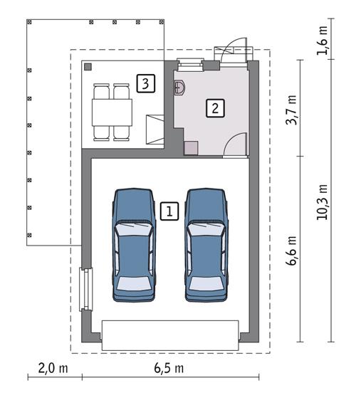 Rzut parteru POW. 48,7 m²