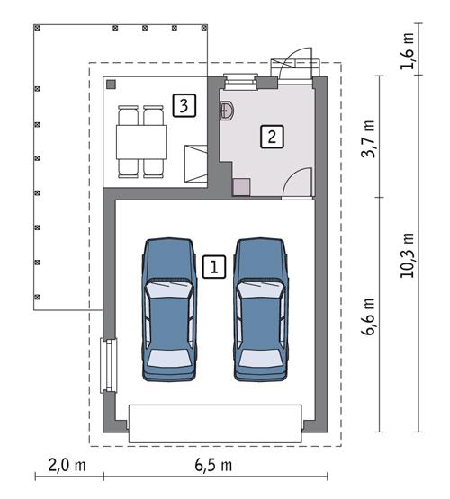 Rzut parteru POW. 48,7 m²