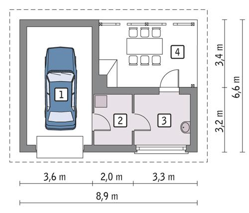 Rzut parteru POW. 30,7 m²
