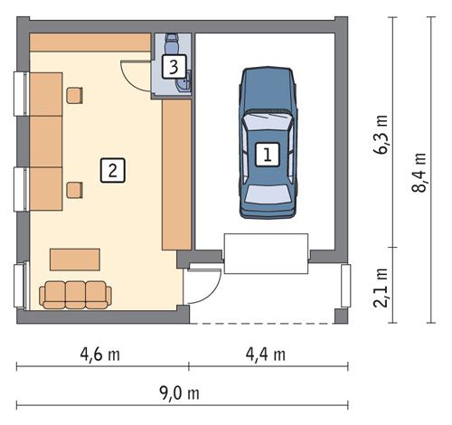 Rzut parteru POW. 54,4 m²