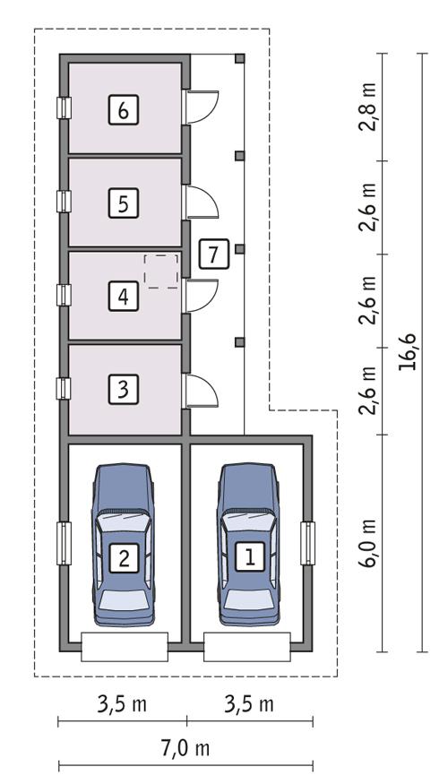 Rzut parteru POW. 65,4 m²