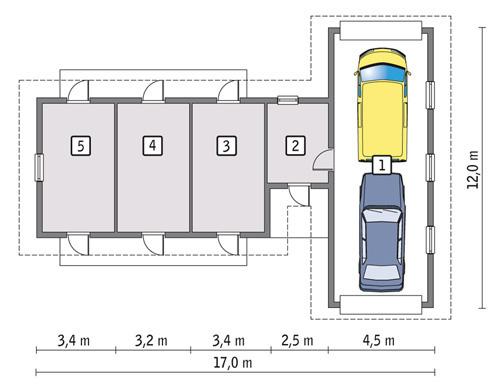 Rzut parteru POW. 105,1 m²