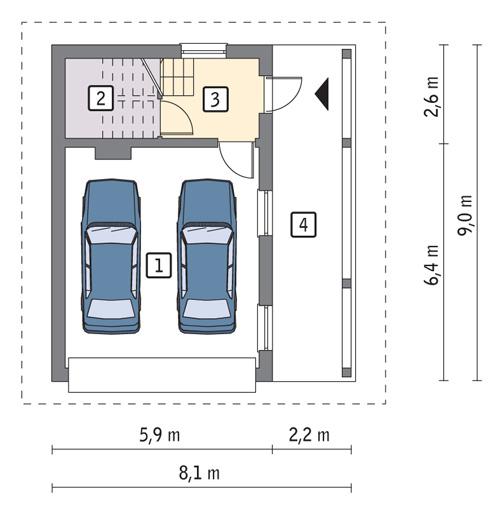 Rzut parteru POW. 59,7 m²