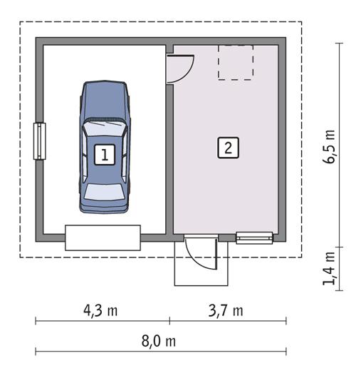 Rzut parteru POW. 43,8 m²