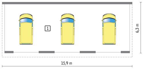 Rzut parteru POW. 87,3 m²