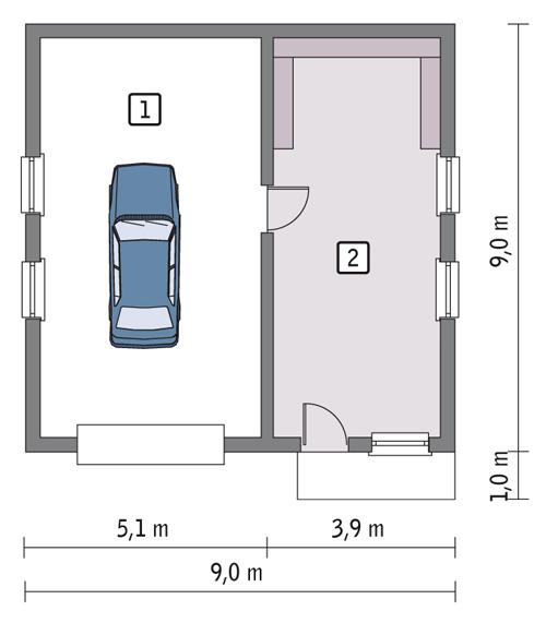 Rzut parteru POW. 68,5 m²