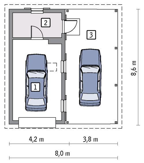Rzut parteru POW. 61,6 m²