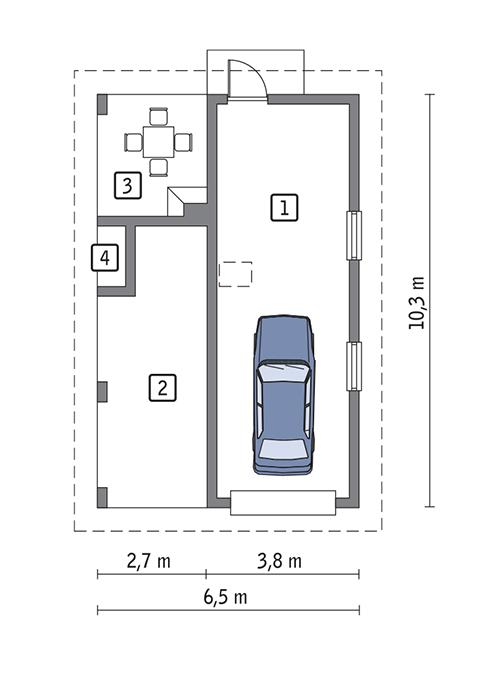 Rzut parteru POW. 31,6 m²