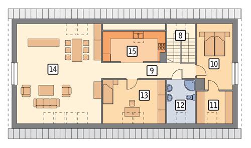 Rzut poddasza POW. 129,2 m²