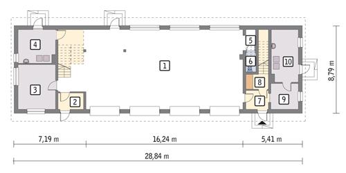 Rzut parteru POW. 206,6 m²