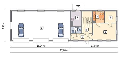 Rzut parteru lustro POW. 180,5 m²