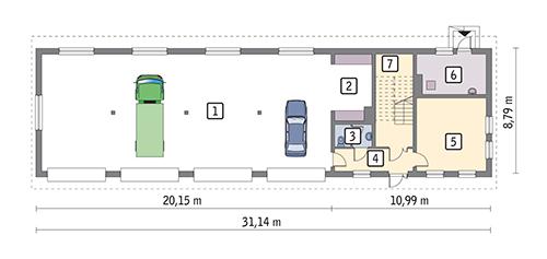 Rzut parteru POW. 232,0 m²