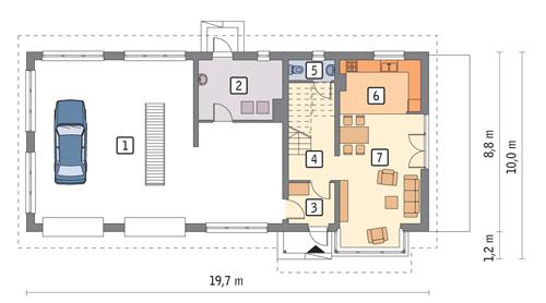 Rzut parteru POW. 145,5 m²